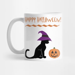 Halloween Witch Cat and Pumpkin Mug